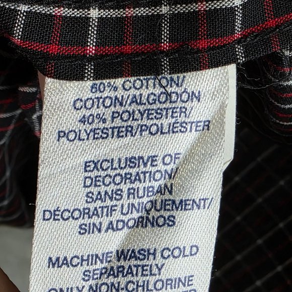 Mens Chaps Red & Black Plaid Shirt Classic Fit Long Sleeve Button Down Size M - Picture 5 of 9